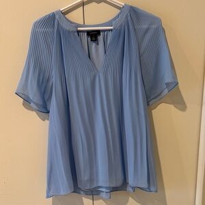 Halogen Light Blue Pleated Blouse